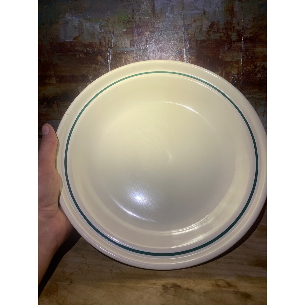 Longaberger Pottery Woven Traditions Ivory Heritage Green 9 Inch Pie Plate Dish